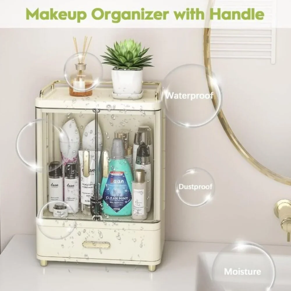 15.3In Cosmetic Organizer with Drawers & Magnetic Doors for Vanity Storage